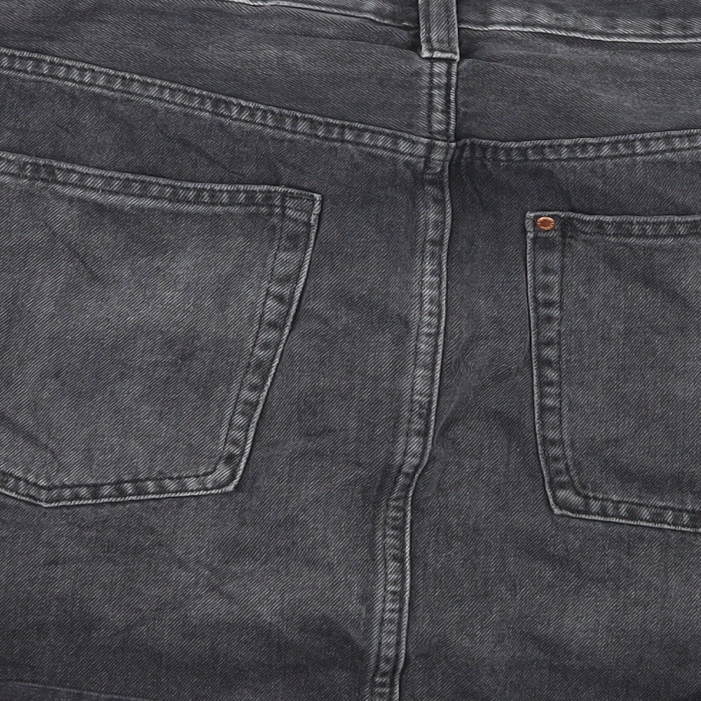 H&M Womens Grey  Denim A-Line Skirt Size 14