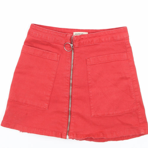 Brownie Womens Red  Denim A-Line Skirt Size 26 in