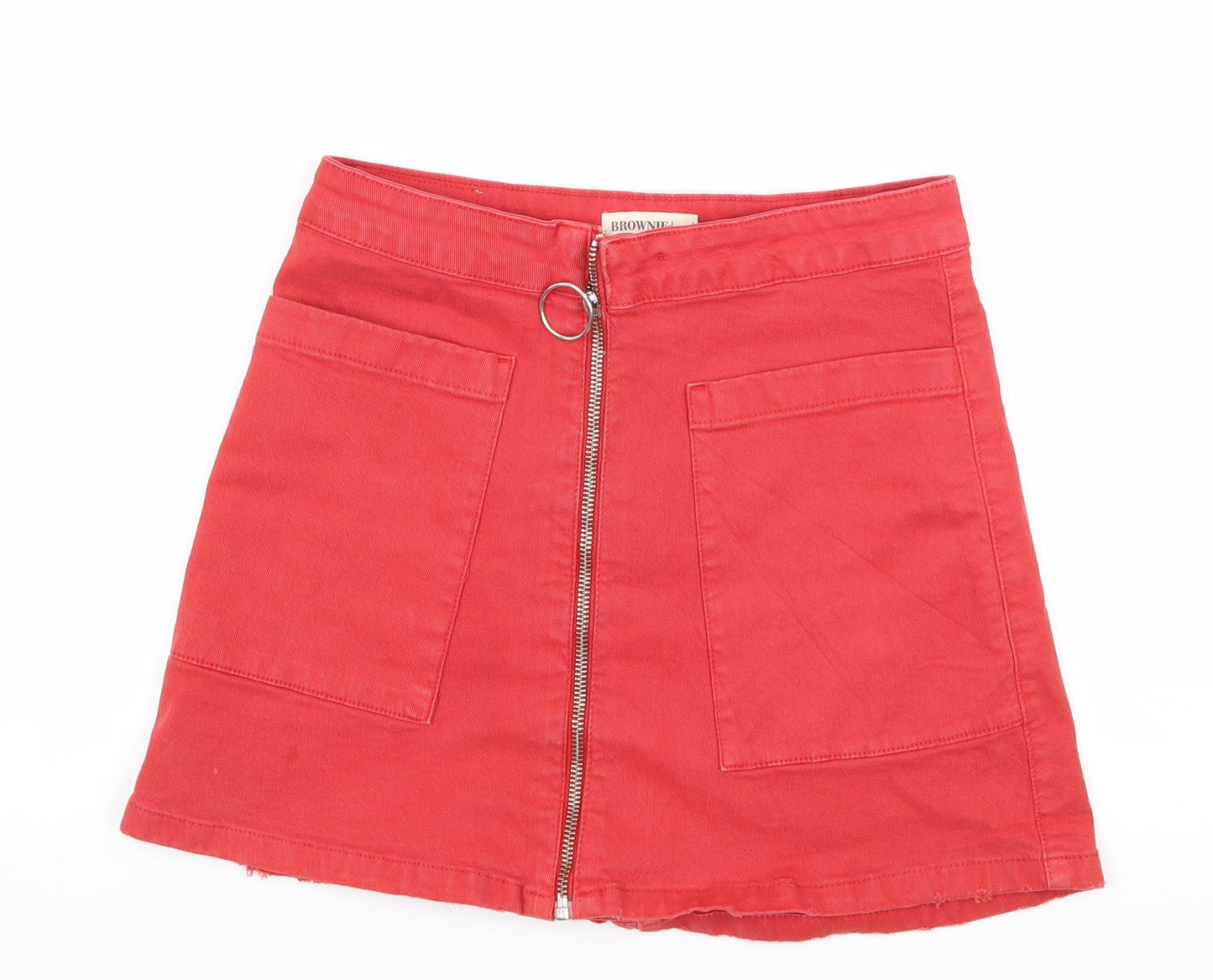 Brownie Womens Red  Denim A-Line Skirt Size 26 in