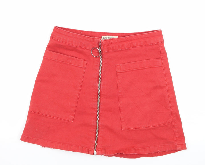Brownie Womens Red  Denim A-Line Skirt Size 26 in