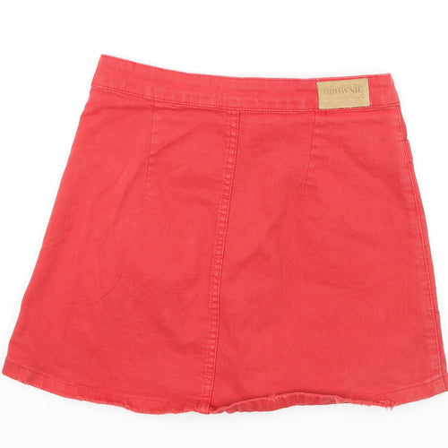 Brownie Womens Red  Denim A-Line Skirt Size 26 in