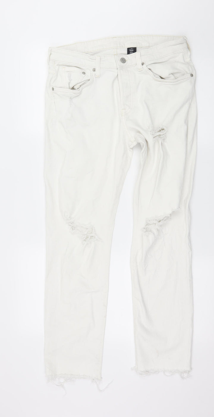 H&M Womens White  Denim Straight Jeans Size 33 in L28 in