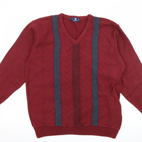 Carson Womens Red Striped Knit Pullover Jumper Size M