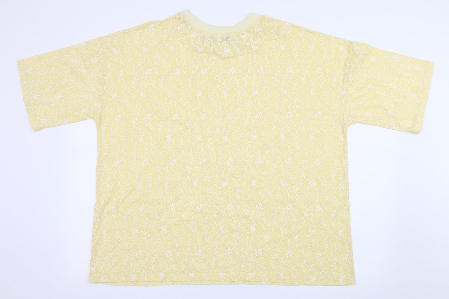 Glamourous Womens Yellow Floral Jersey Basic T-Shirt Size 10