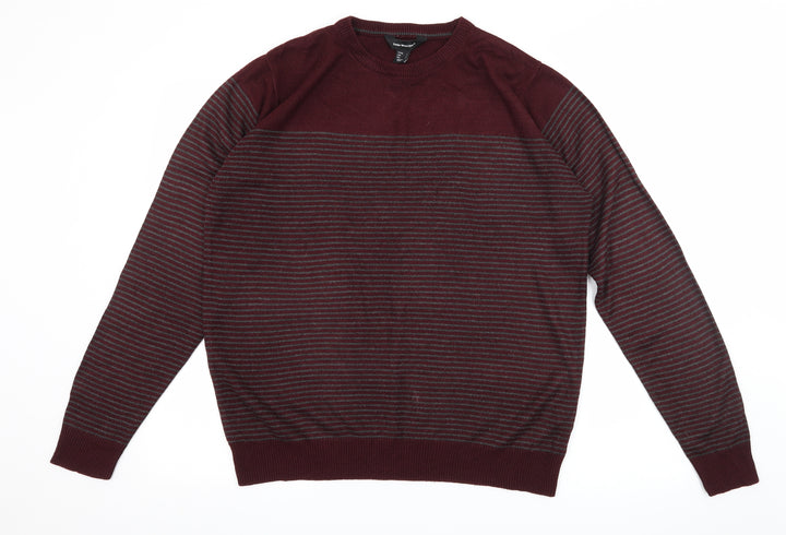 Cedar Wood State Mens Red Striped Knit Pullover Jumper Size L