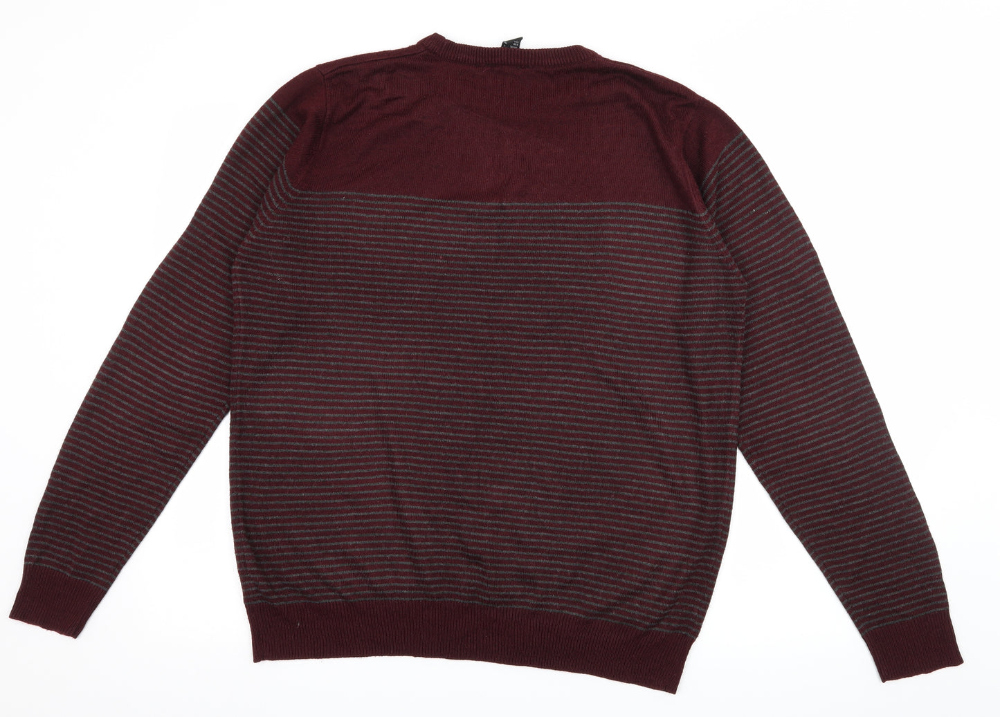 Cedar Wood State Mens Red Striped Knit Pullover Jumper Size L