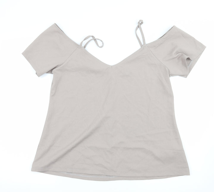 Boohoo Womens Grey Basic Blouse Size 14