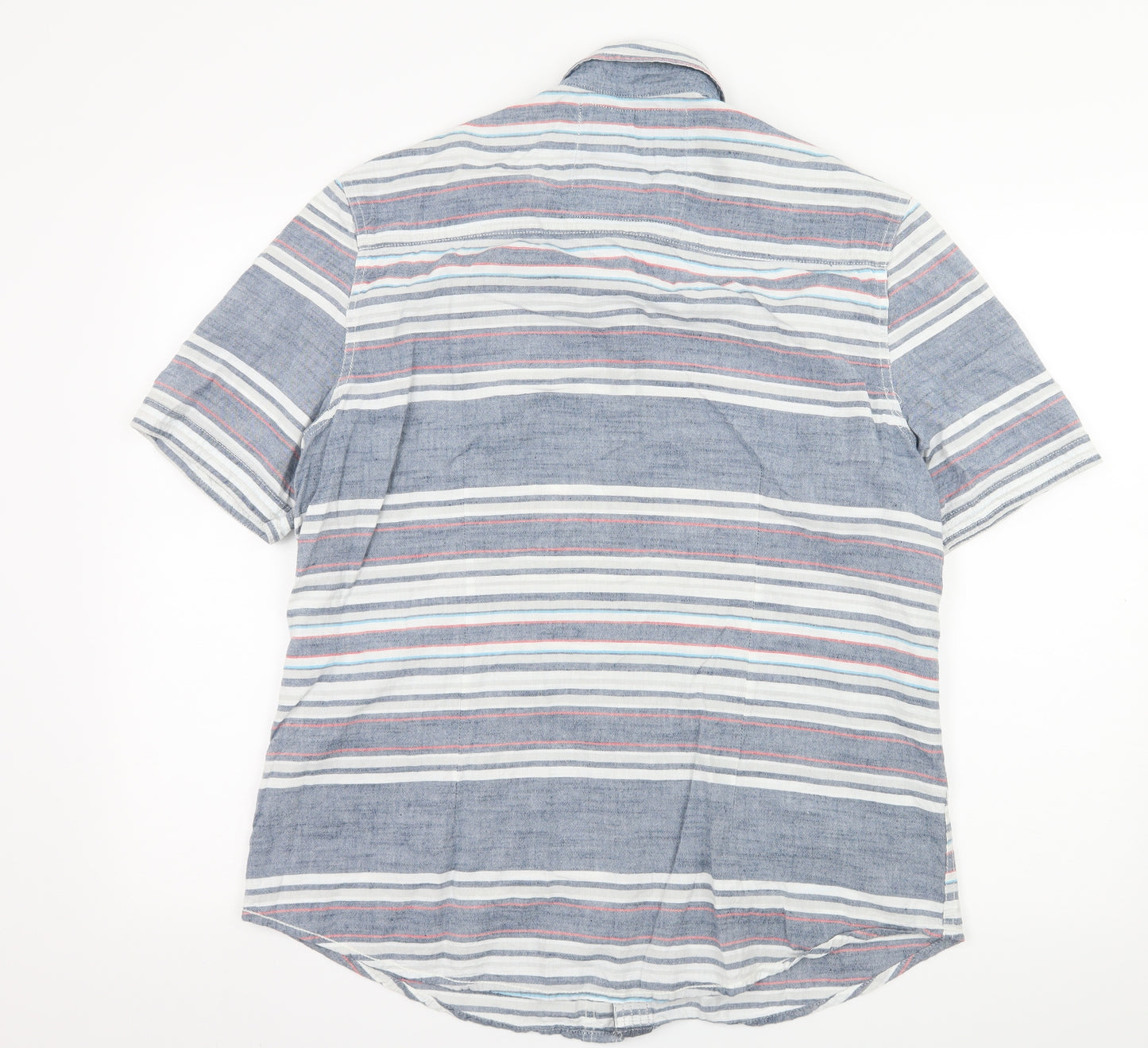 Drift King Mens Blue Striped   Button-Up Size XL