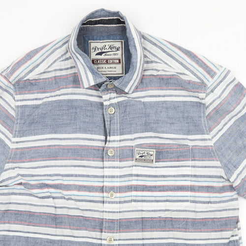 Drift King Mens Blue Striped   Button-Up Size XL
