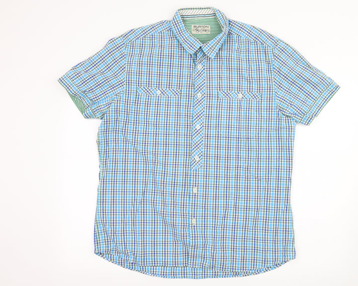 Burton Mens Blue Check   Button-Up Size L