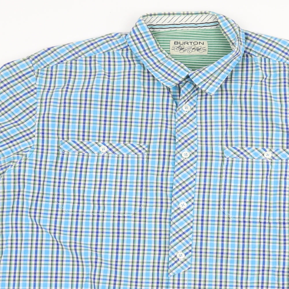Burton Mens Blue Check   Button-Up Size L