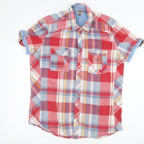 NEXT Mens Red Plaid   Button-Up Size L