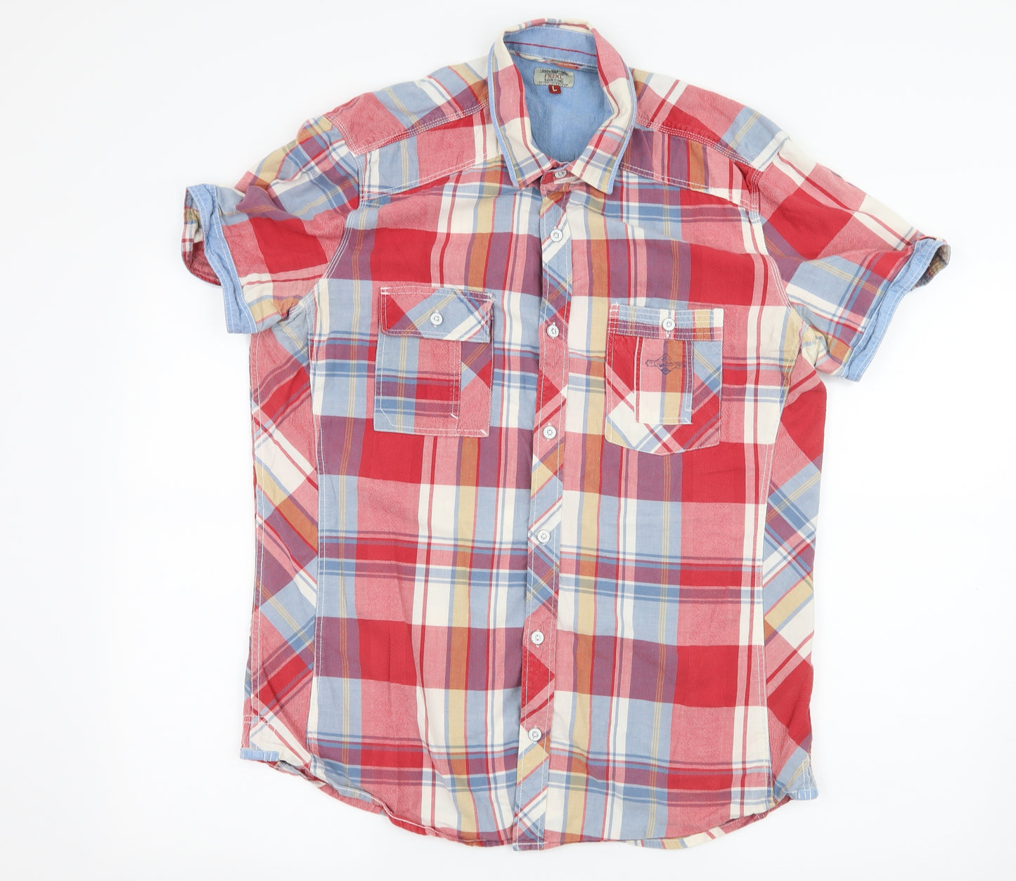 NEXT Mens Red Plaid   Button-Up Size L