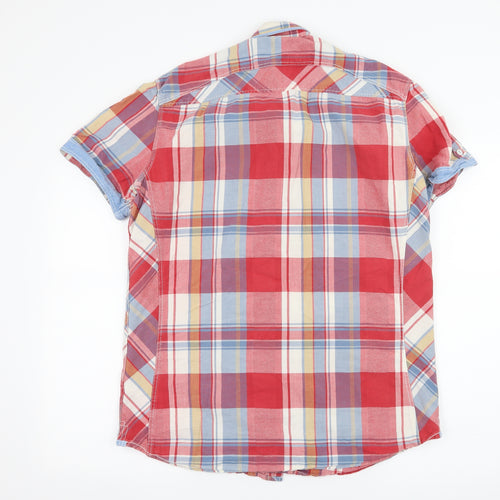 NEXT Mens Red Plaid   Button-Up Size L