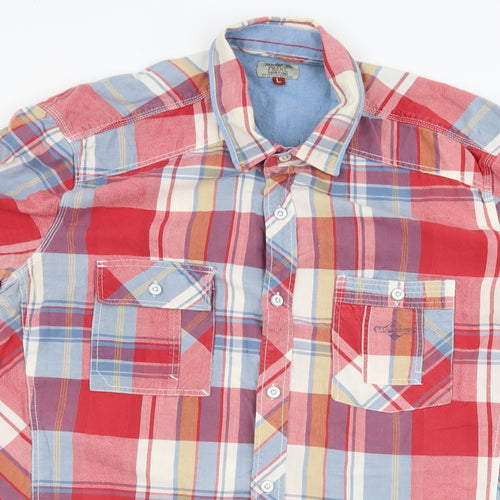 NEXT Mens Red Plaid   Button-Up Size L