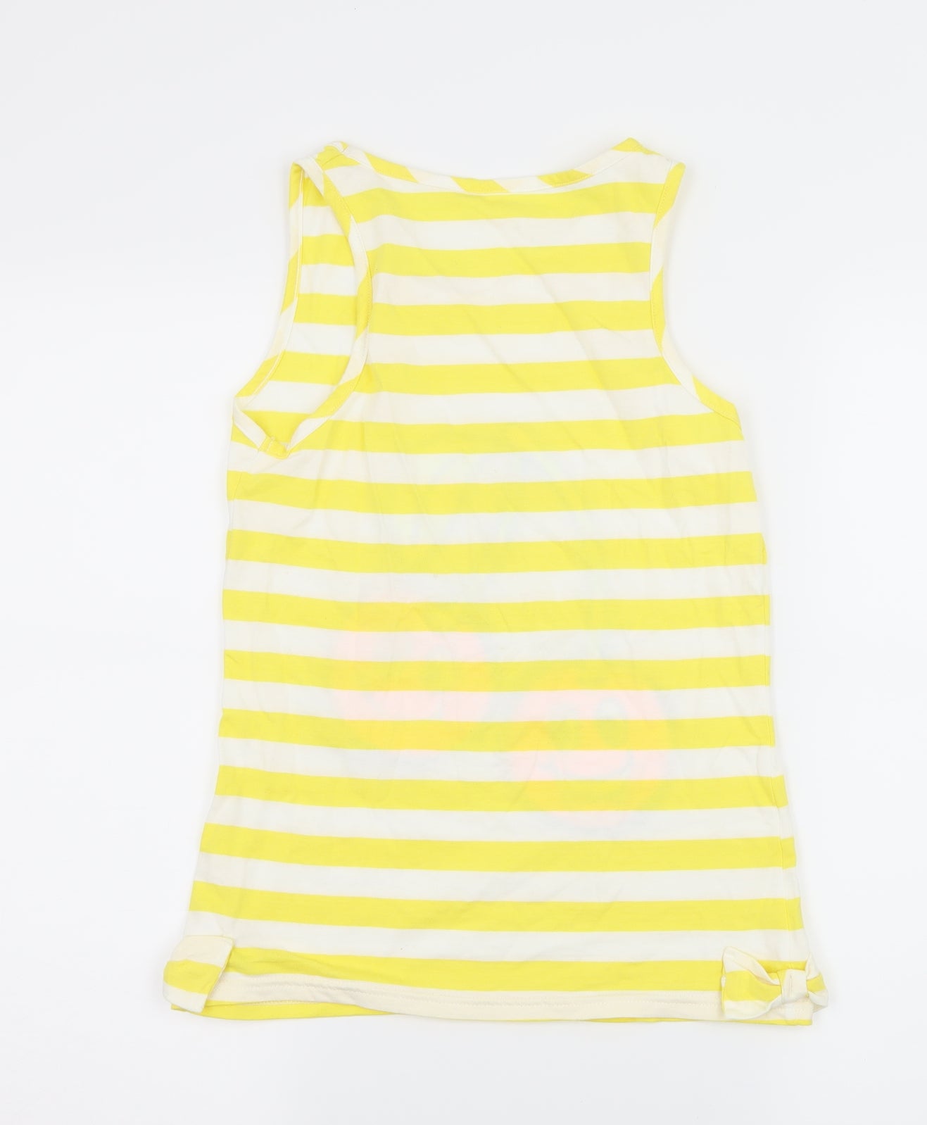 George Girls Yellow Striped Jersey Basic Tank Size 13-14 Years  - Cherries