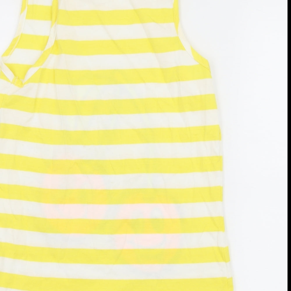 George Girls Yellow Striped Jersey Basic Tank Size 13-14 Years  - Cherries