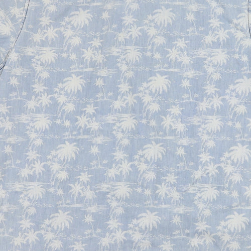 Cedar Wood State Mens Blue Geometric Denim  Button-Up Size L  - Palm Tree