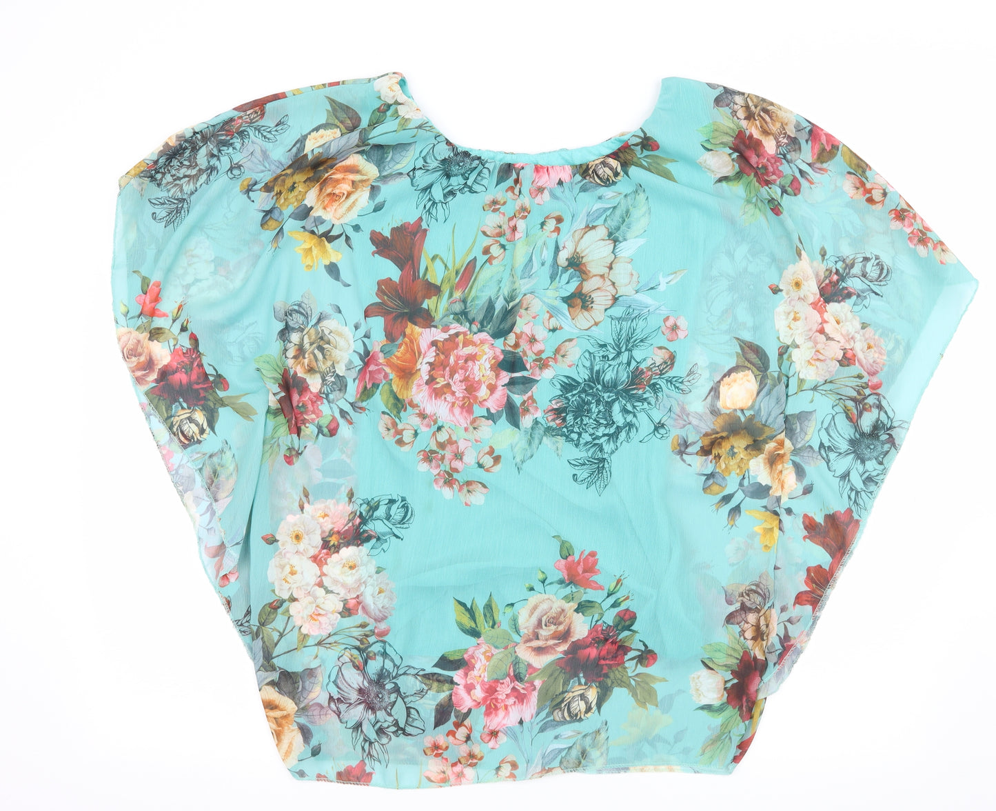 Aftershock Womens Blue Floral  Basic Blouse Size 10