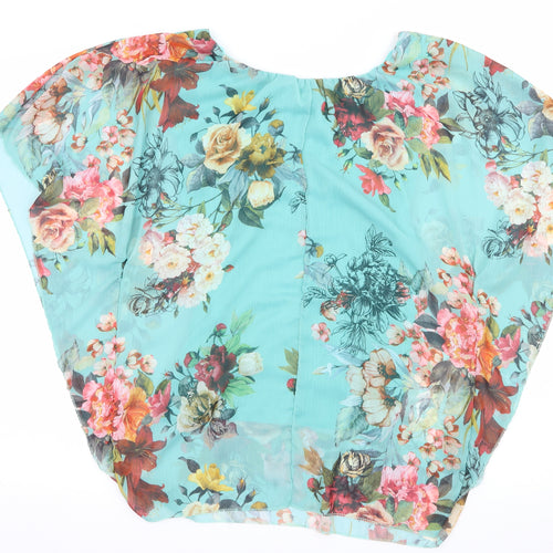 Aftershock Womens Blue Floral  Basic Blouse Size 10