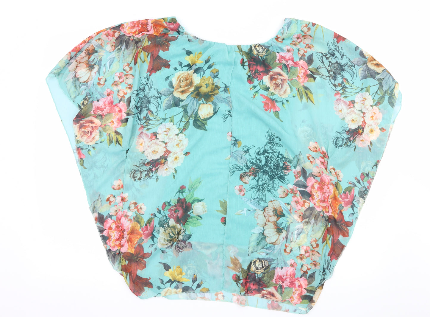 Aftershock Womens Blue Floral  Basic Blouse Size 10