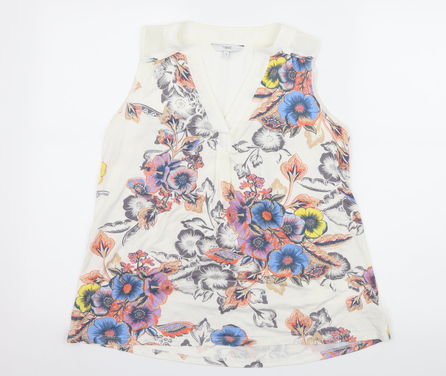 NEXT Womens Ivory Floral Jersey Basic T-Shirt Size 6