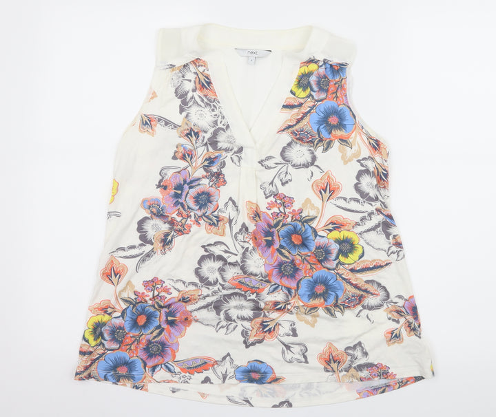 NEXT Womens Ivory Floral Jersey Basic T-Shirt Size 6