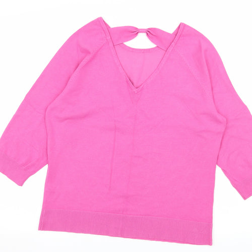 M&Co Womens Pink  Knit Pullover Jumper Size 18  - Open Back