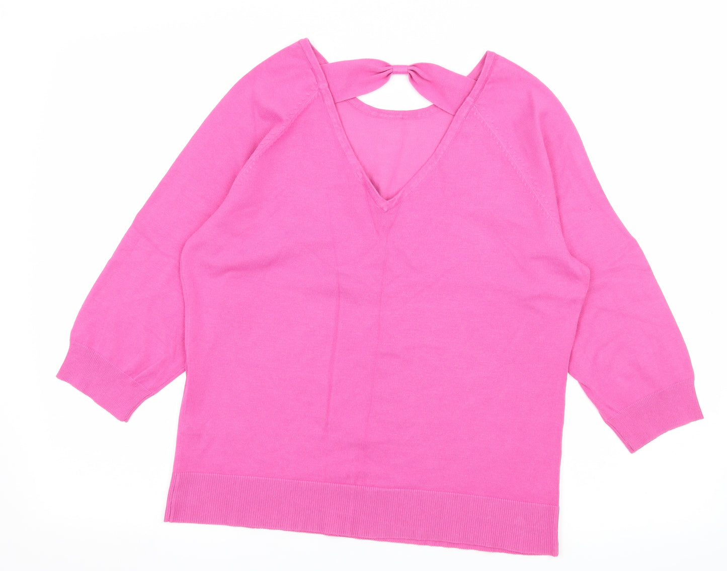 M&Co Womens Pink  Knit Pullover Jumper Size 18  - Open Back