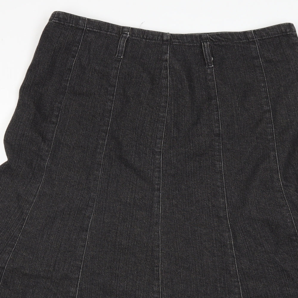 Per Una Womens Grey  Denim Flare Skirt Size 16