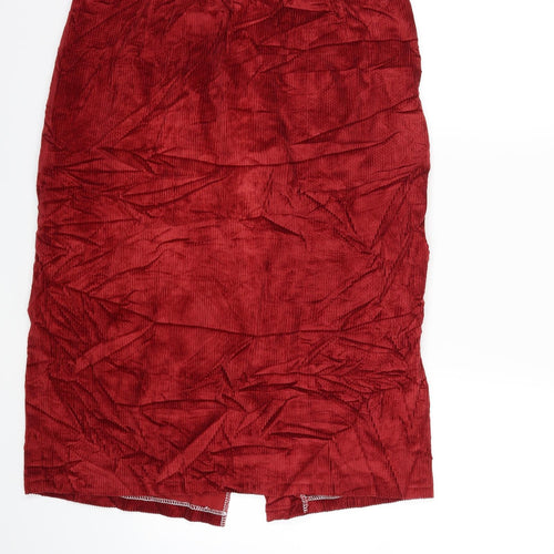 Preworn Womens Red  Corduroy Straight & Pencil Skirt Size 30 in