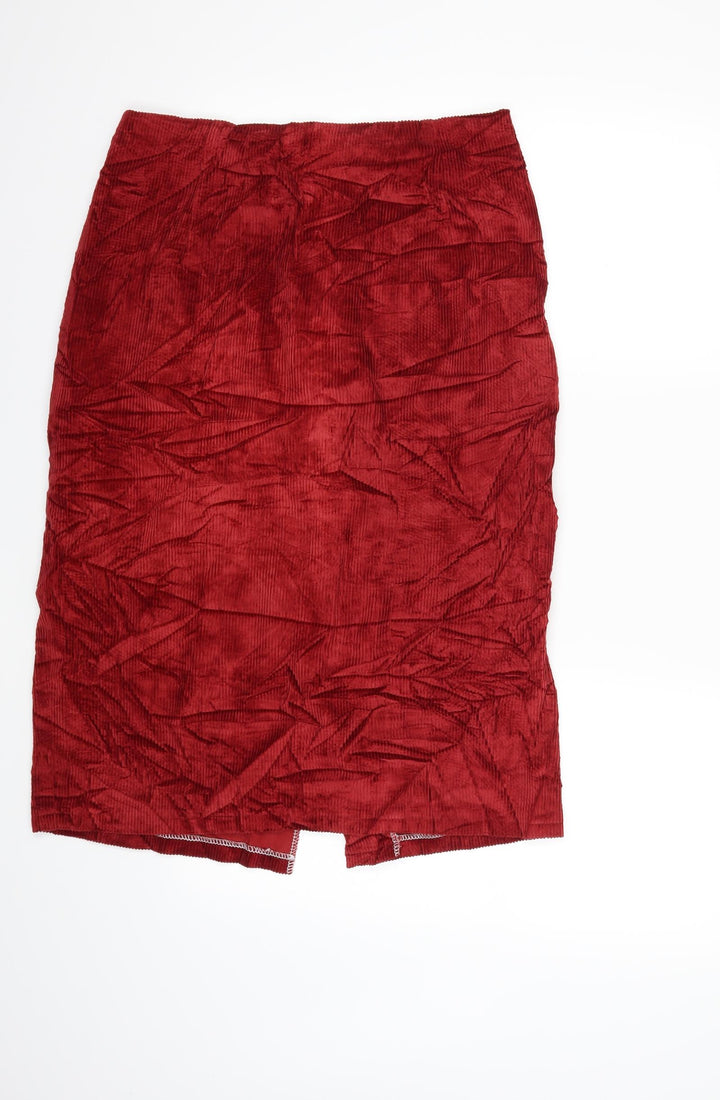 Preworn Womens Red  Corduroy Straight & Pencil Skirt Size 30 in