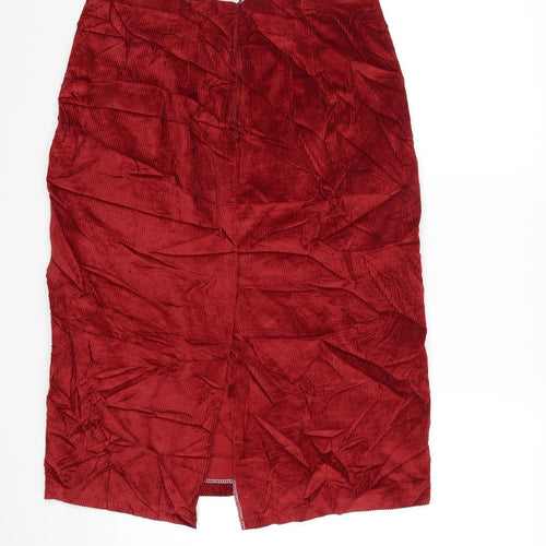 Preworn Womens Red  Corduroy Straight & Pencil Skirt Size 30 in
