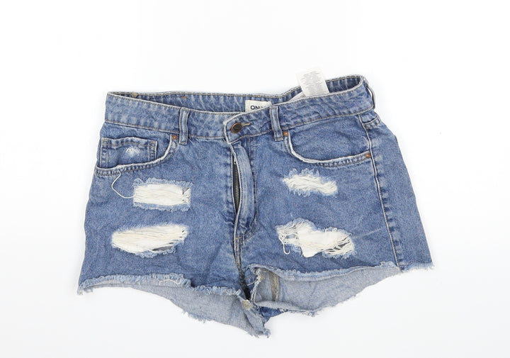 Only Womens Blue Denim Hot Pants Shorts Size 28 in