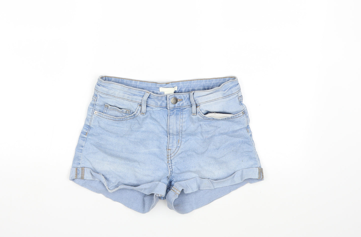 H&M Womens Blue  Denim Hot Pants Shorts Size 8