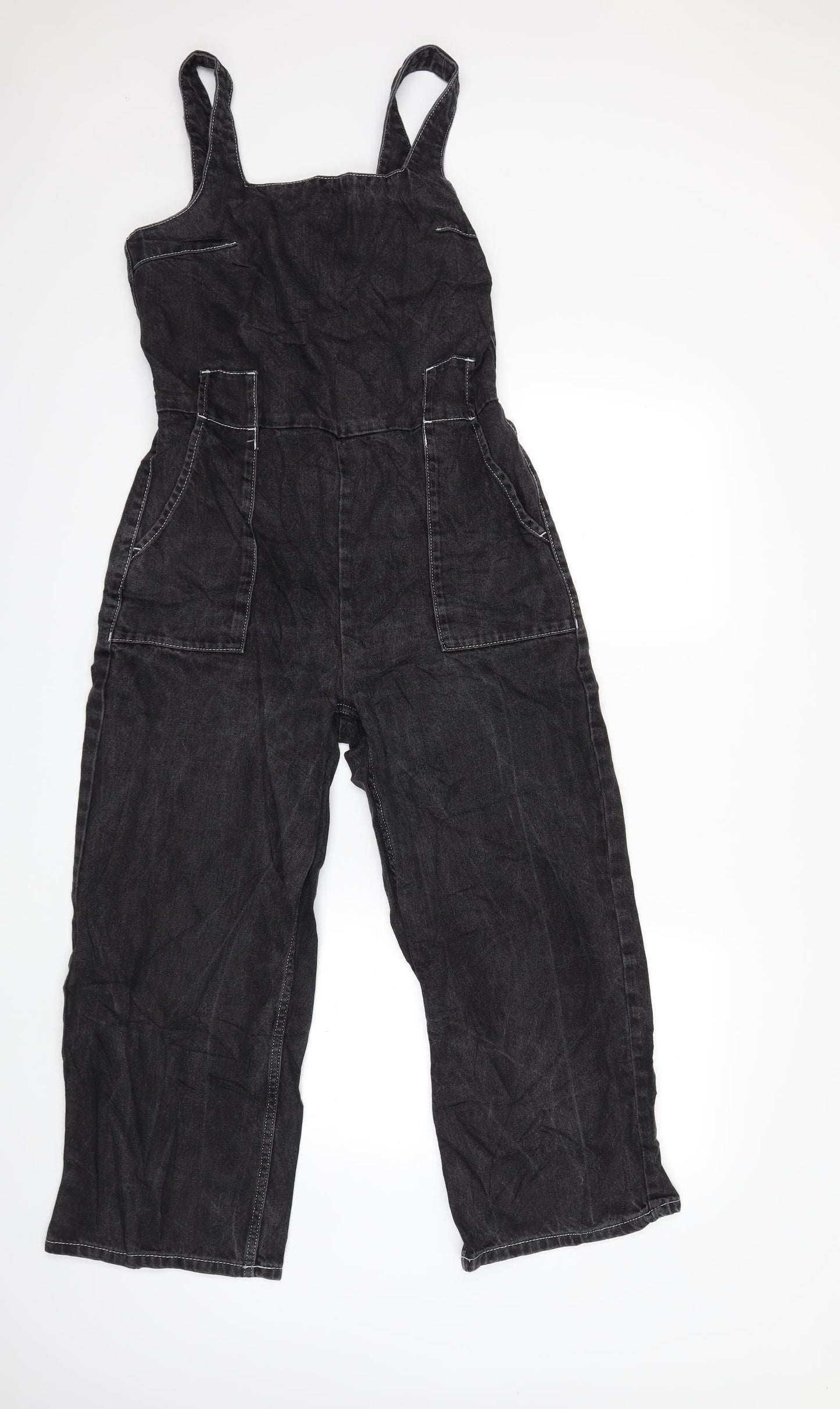 Topshop Womens Black  Denim Dungaree One-Piece Size 12