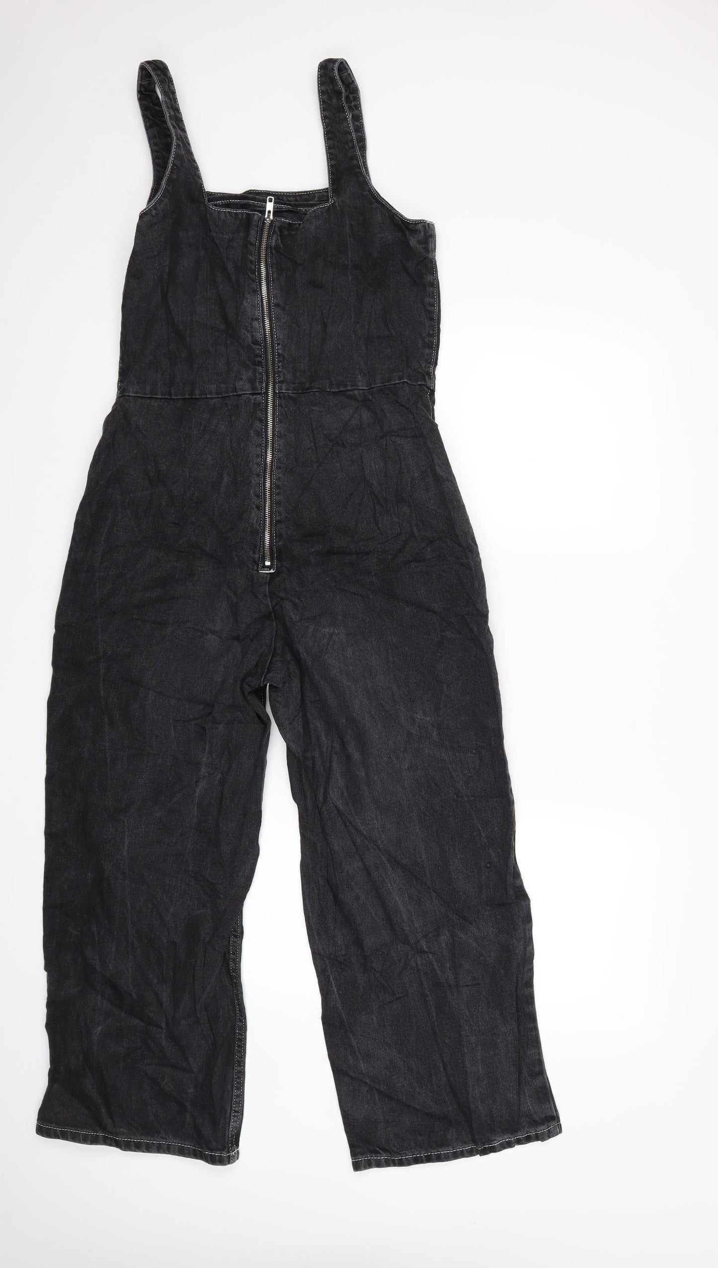 Topshop Womens Black  Denim Dungaree One-Piece Size 12