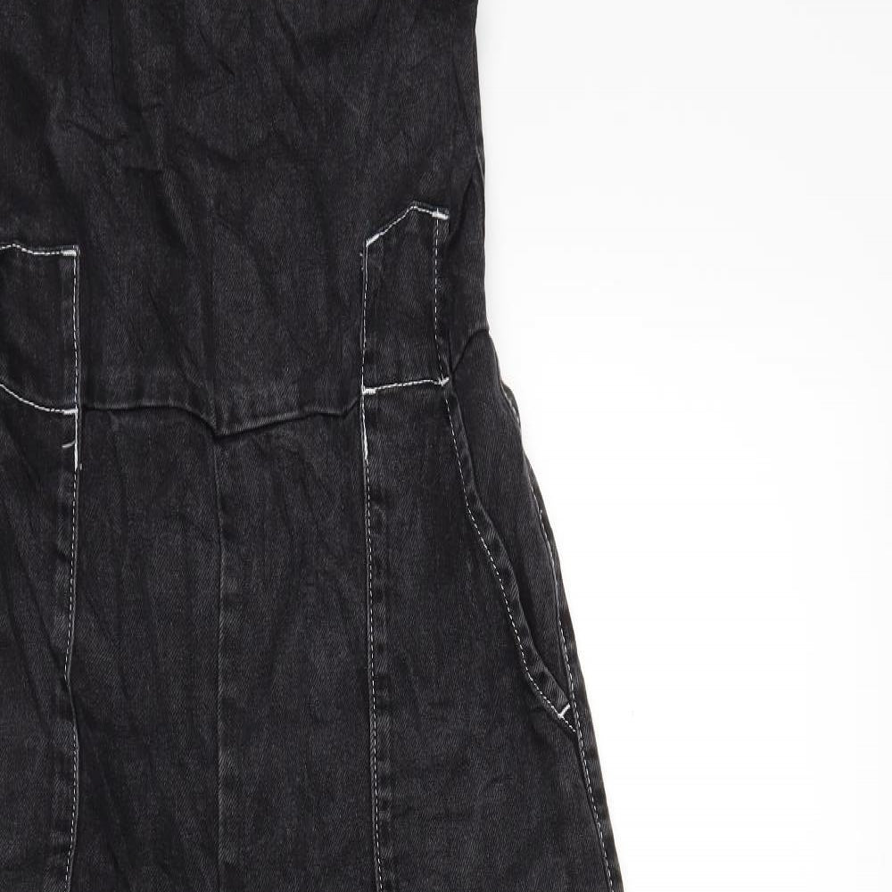 Topshop Womens Black  Denim Dungaree One-Piece Size 12
