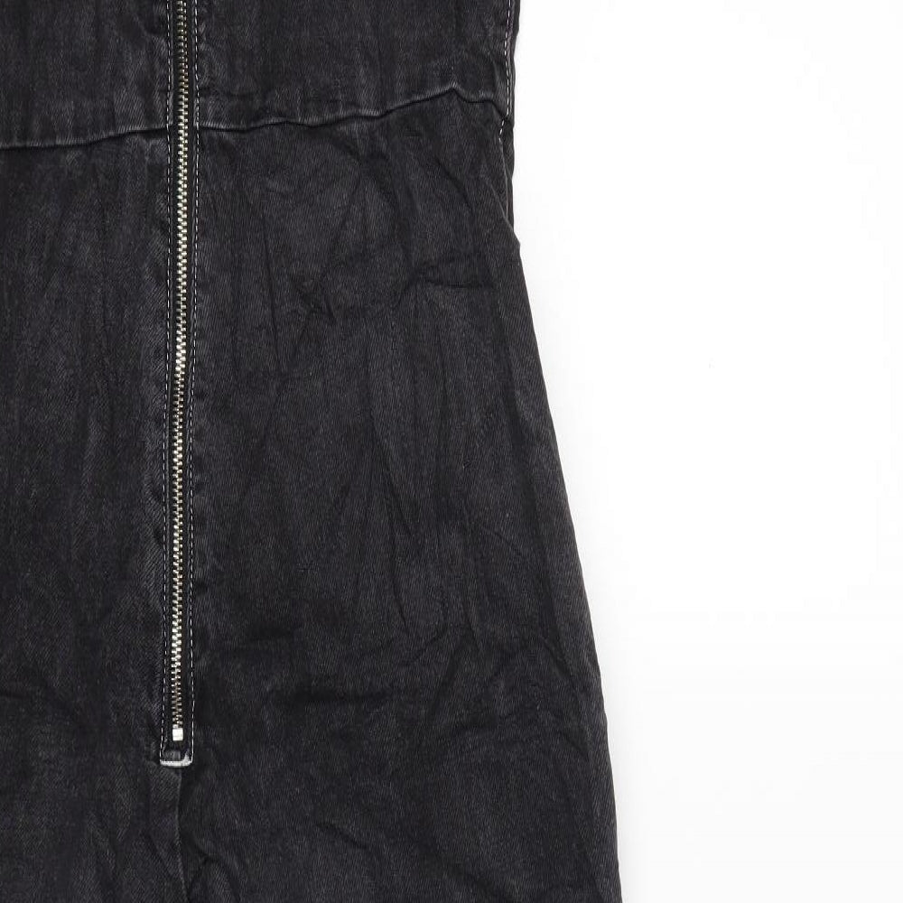 Topshop Womens Black  Denim Dungaree One-Piece Size 12