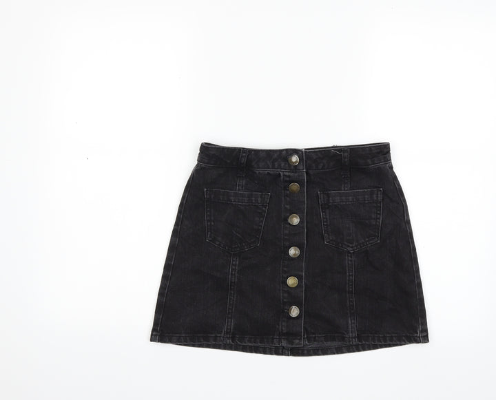 Miss Selfridge Womens Black Denim Mini Skirt Size 8
