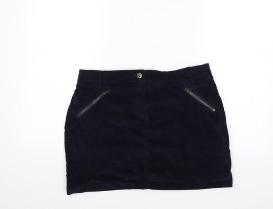 Front view of Next women’s blue skater skirt, size UK 14