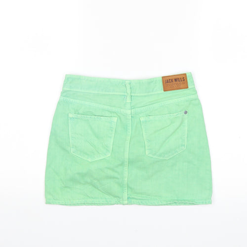 Jack Wills Womens Green  Denim Mini Skirt Size 6