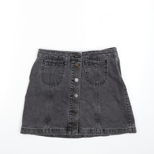 Topshop Womens Grey  Denim Mini Skirt Size 26 in