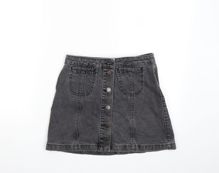 Topshop Womens Grey Denim Mini Skirt Size 26 in