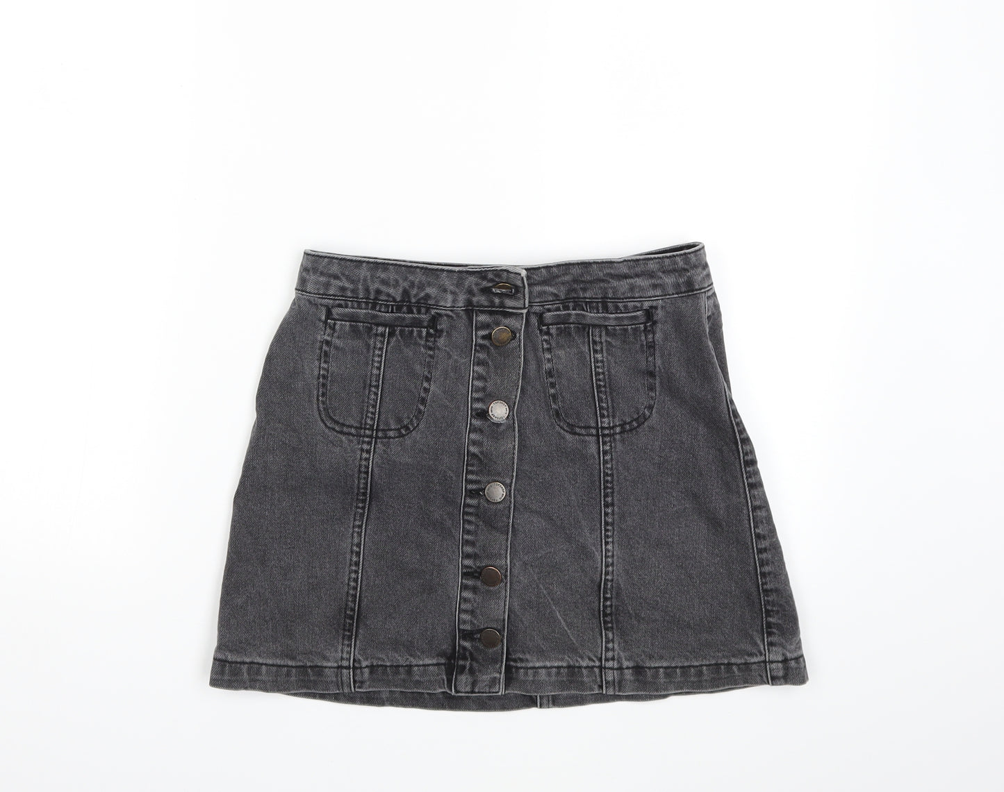 Topshop Womens Grey  Denim Mini Skirt Size 26 in