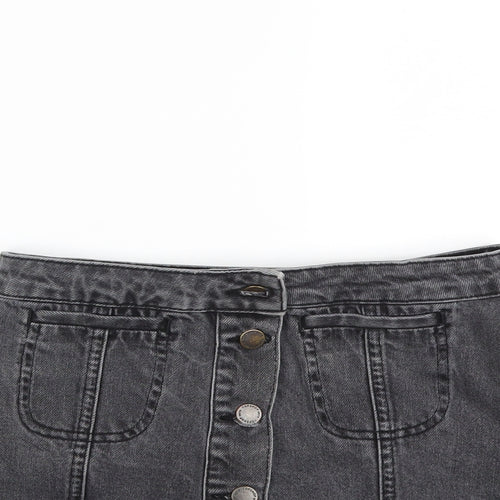 Topshop Womens Grey  Denim Mini Skirt Size 26 in