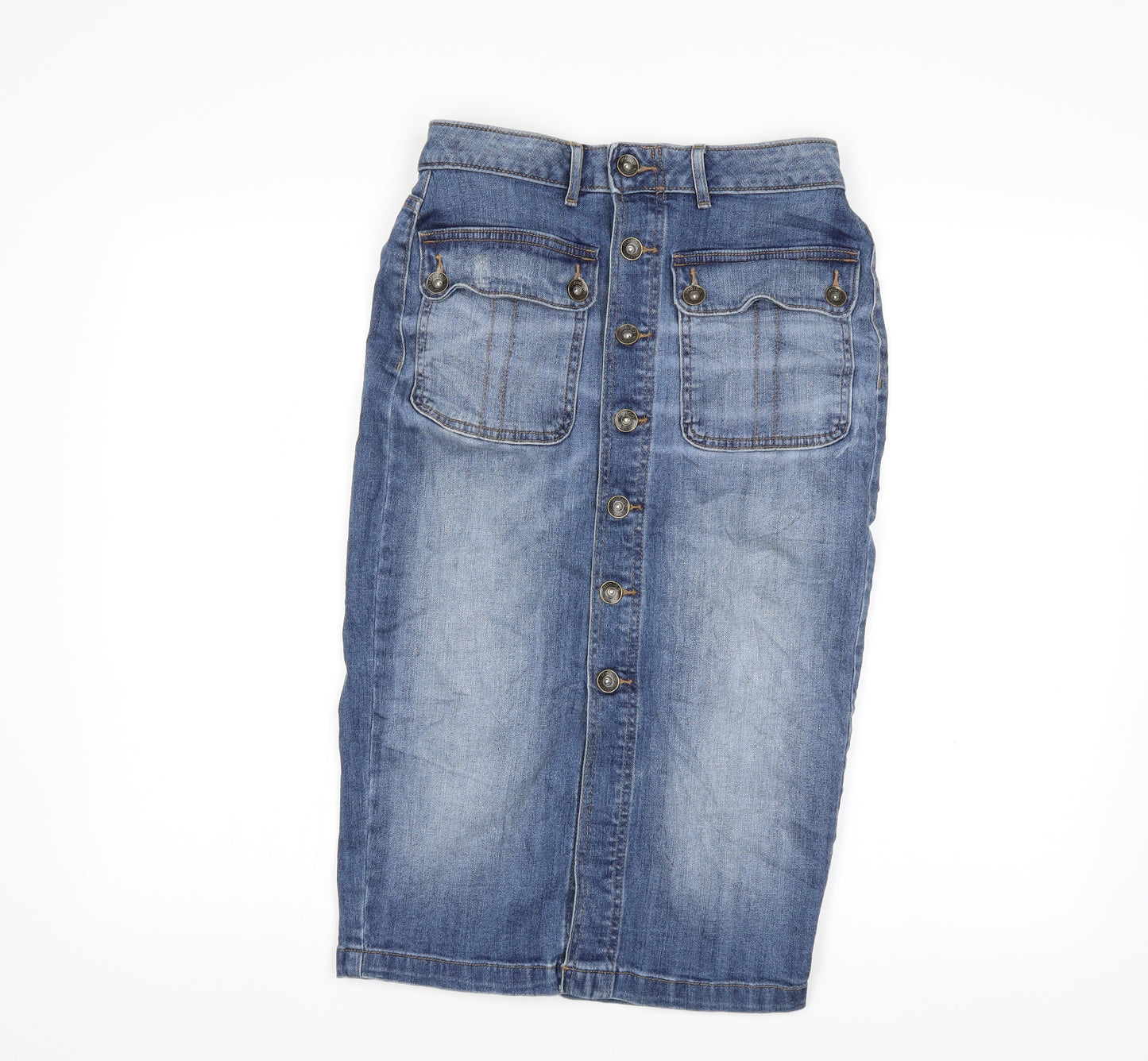 Marks and Spencer Womens Blue  Denim Straight & Pencil Skirt Size 8