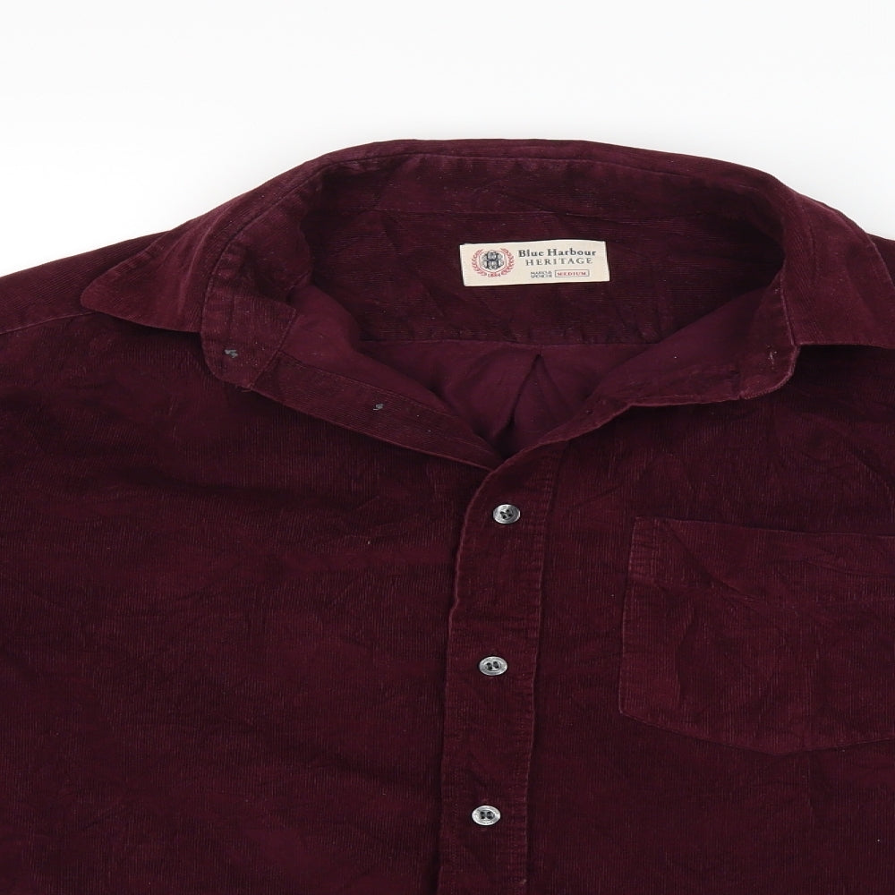 Blue Harbour Womens Purple  Corduroy Basic Button-Up Size M
