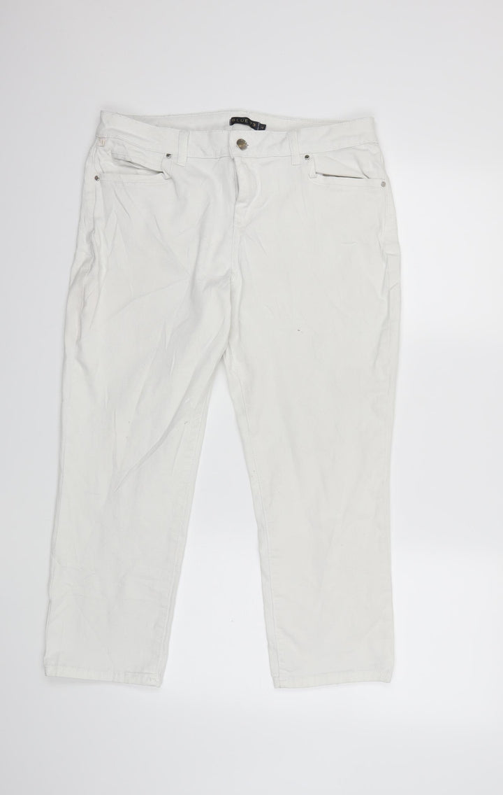 Blue 73 Womens White Denim Straight Jeans Size 14 L23 in