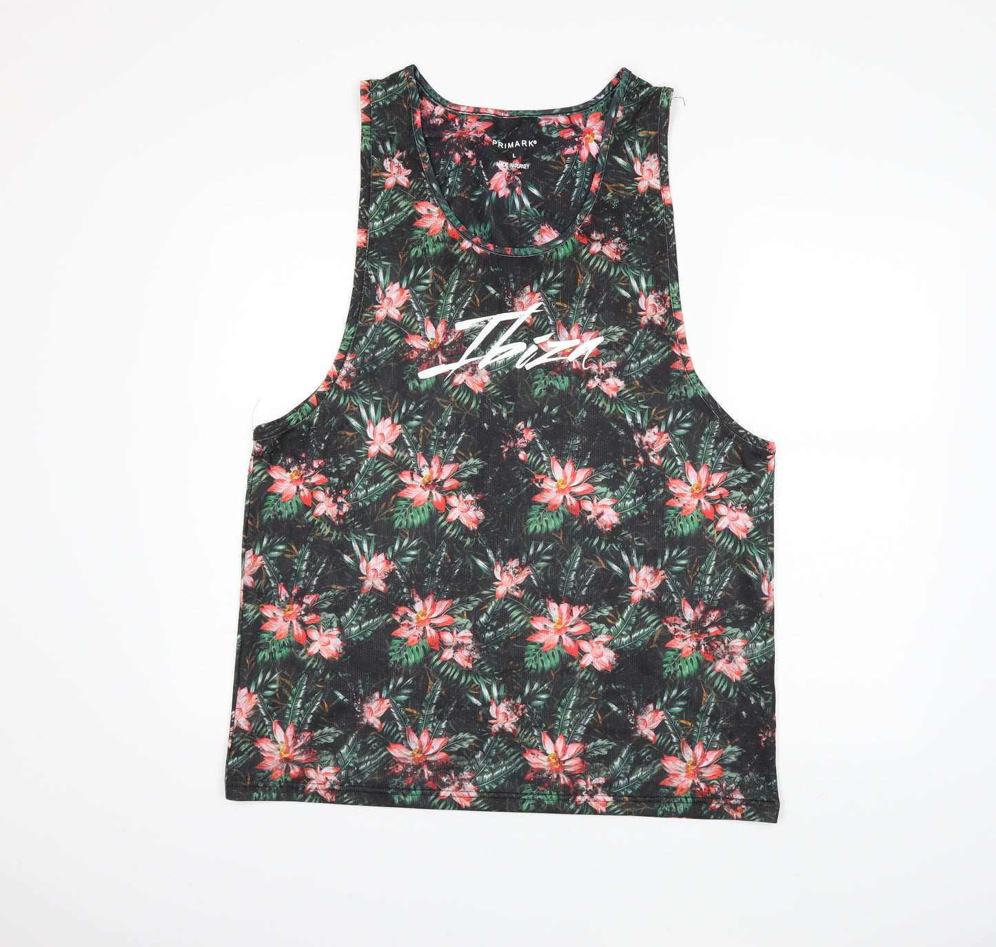 Primark Mens Green Floral   T-Shirt Size L